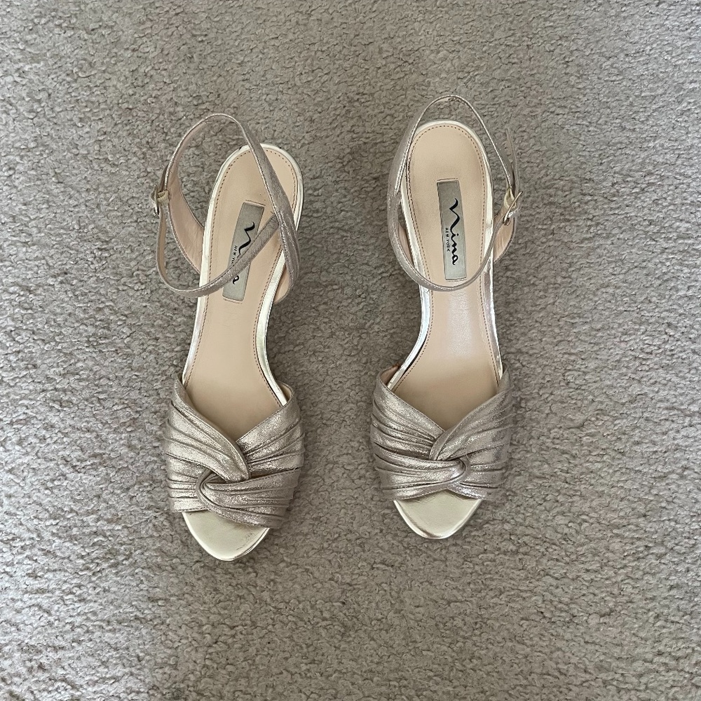 Nina Champagne Strap-On Heels